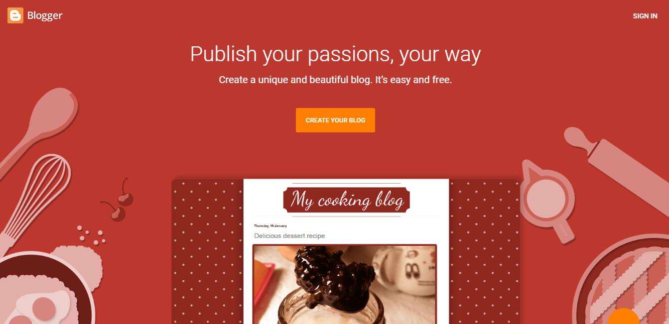 Blogger homepage